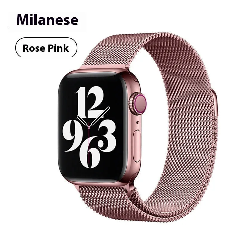 Milanis magnetic strap stainless steel metal watch band for Apple Watch in silver finish with magnetic clasp
