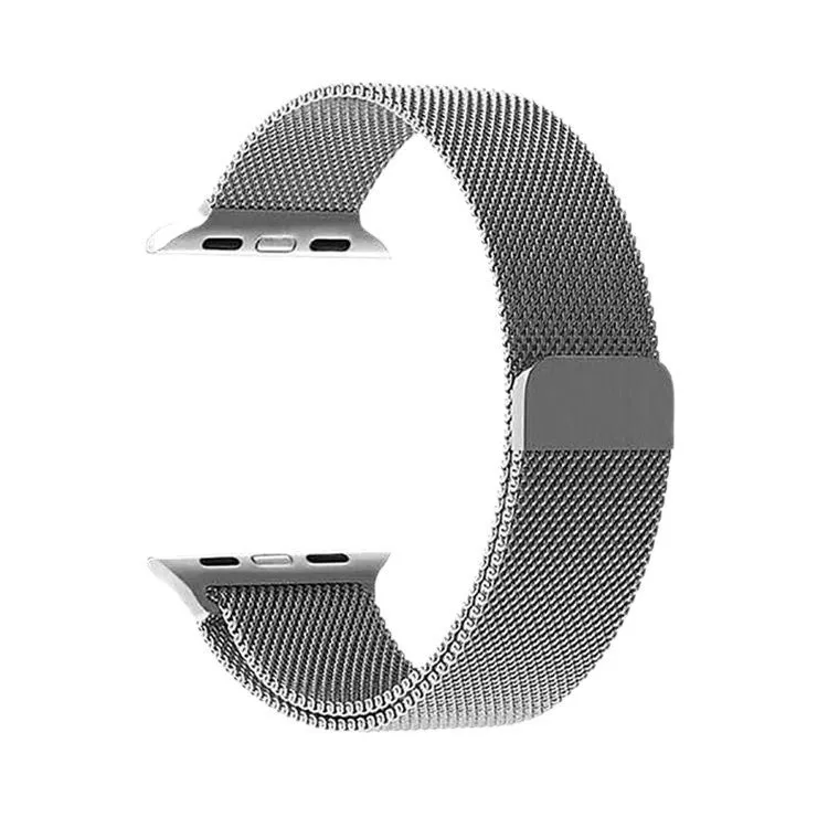 Milanis magnetic strap stainless steel metal watch band for Apple Watch in silver finish with magnetic clasp