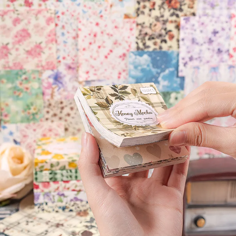 Fan Hua Manyuan hand ledger sticker book in paper brick shape with retro stickers and six cover colour options including Cream Sunny Day and Honey Tea Mocha