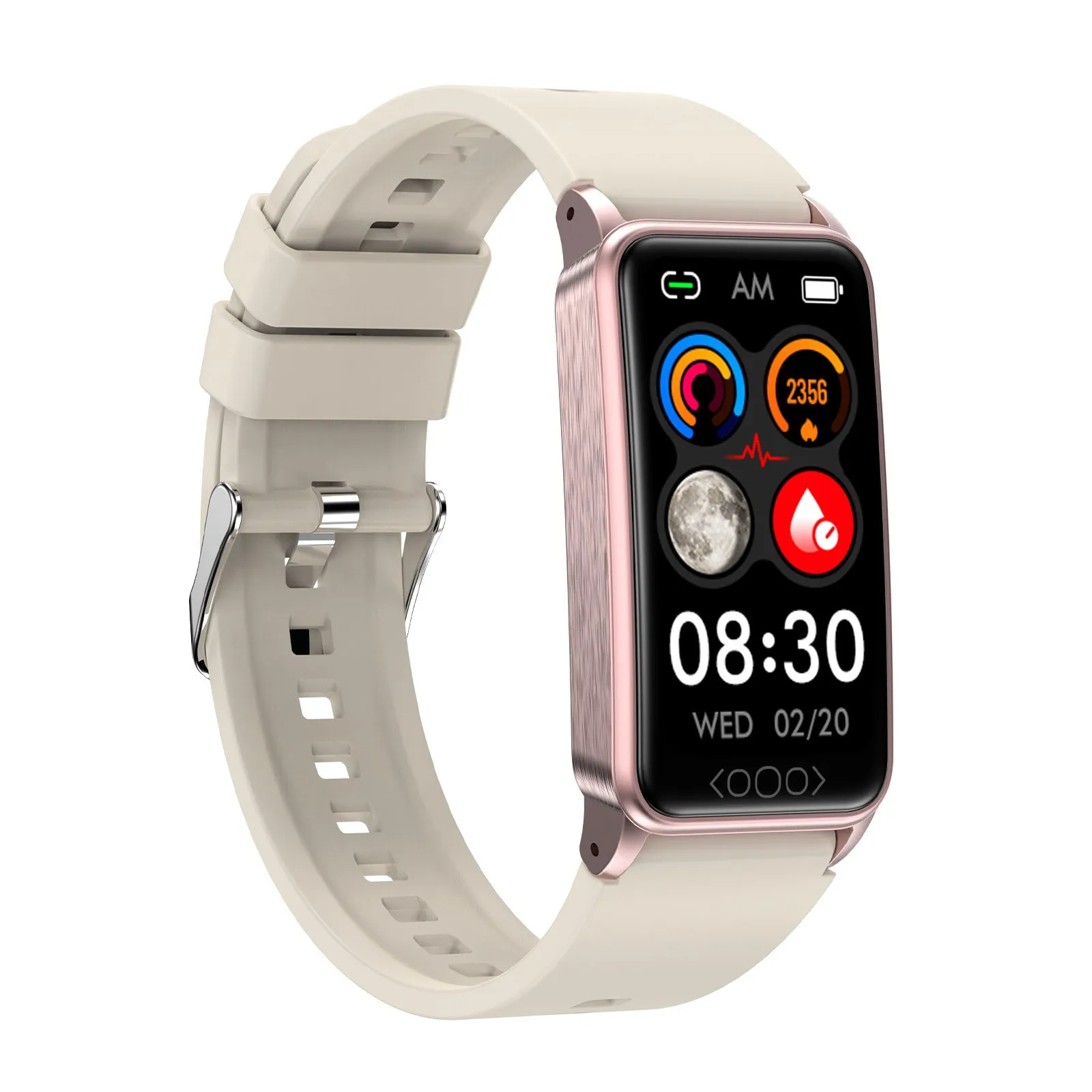 Smart bracelet with dynamic heart rate monitoring on a touchscreen display, silicone strap, black colour