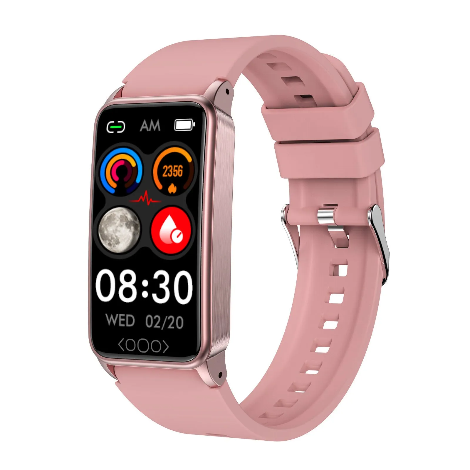 Smart bracelet with dynamic heart rate monitoring on a touchscreen display, silicone strap, black colour