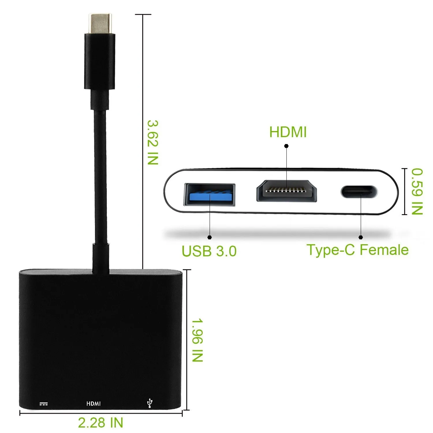 Black USB 3.1 Type-C to HDMI adapter cable for Nintendo Switch video output