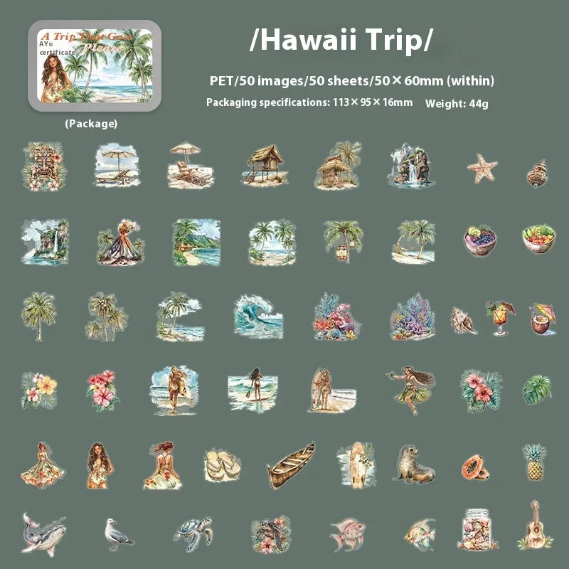 Travel Series PET stickers showing retro style design with Paris tour theme for scrapbooking