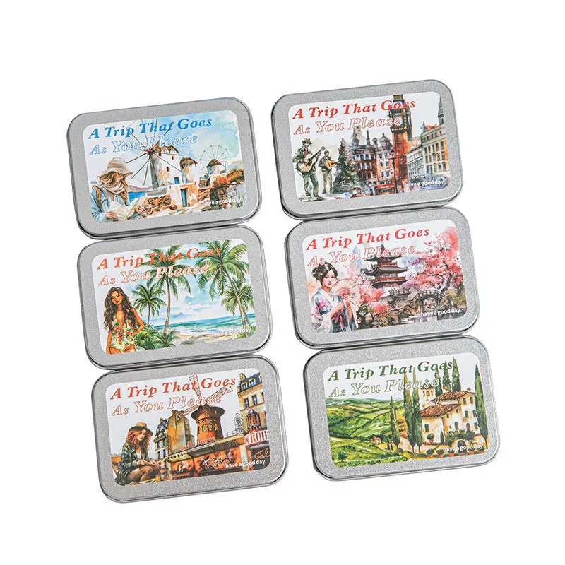 Travel Series PET stickers showing retro style design with Paris tour theme for scrapbooking