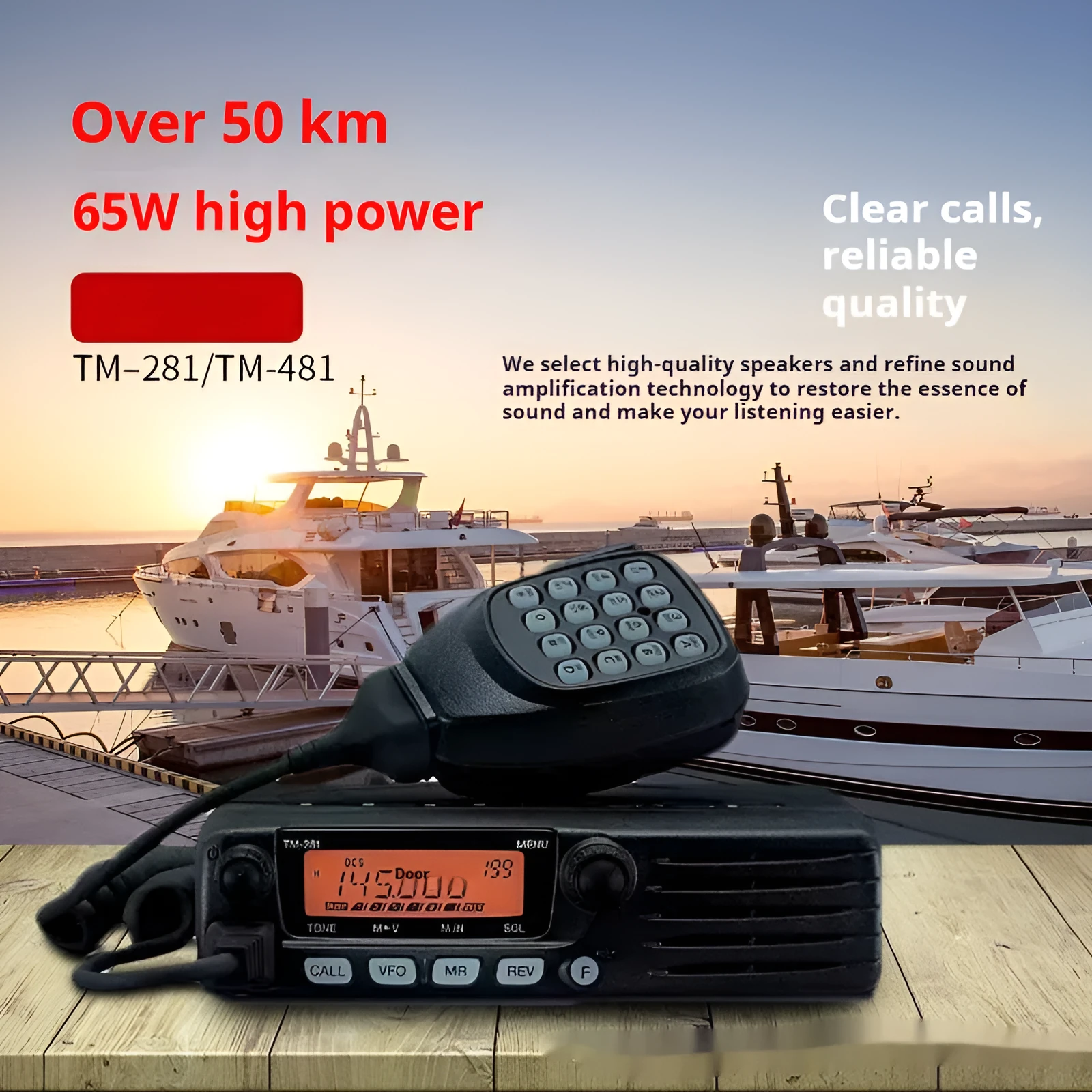 Jianwu TM-481 vehicular transceiver marine VHF radio complete with hand microphone and antenna