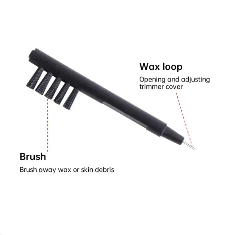 Black ABS plastic hearing aid cleaning brush with U-shaped hook and magnet tip