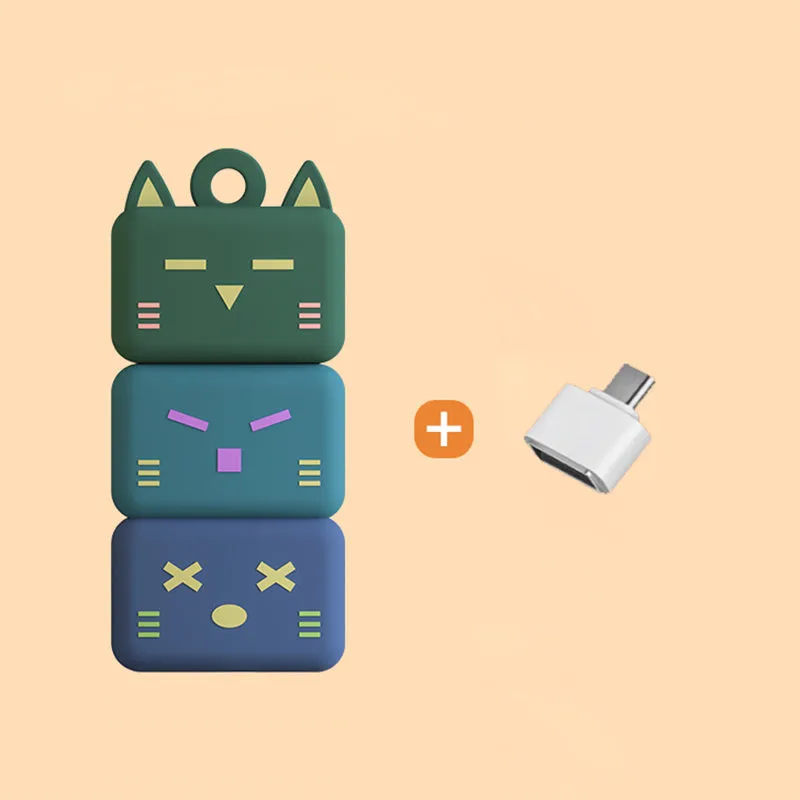 Large capacity Mini Cartoon USB flash drive with OTG adapter for mobile phone and computer dual use