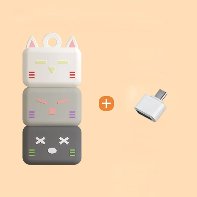 Large capacity Mini Cartoon USB flash drive with OTG adapter for mobile phone and computer dual use