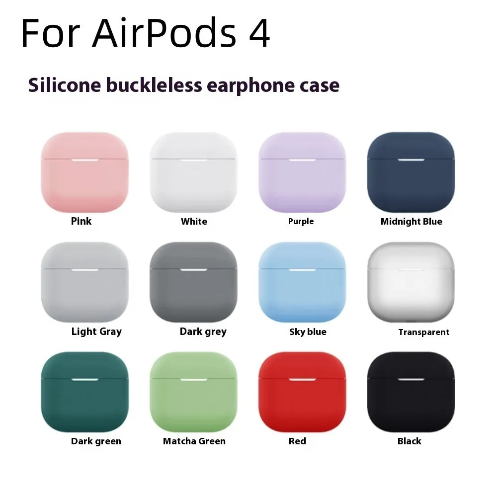 Silicone protective cover earphone sleeves for AirPods 4 in multiple colours including black, white, and pink