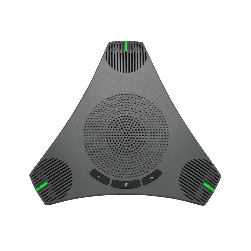 Wired USB plug-and-play microphone in black with compact desktop footprint, 5W power, 203.5x178.6x40mm dimensions