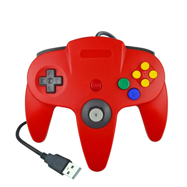 USB N64 computer game controller for PC gaming in blue colour