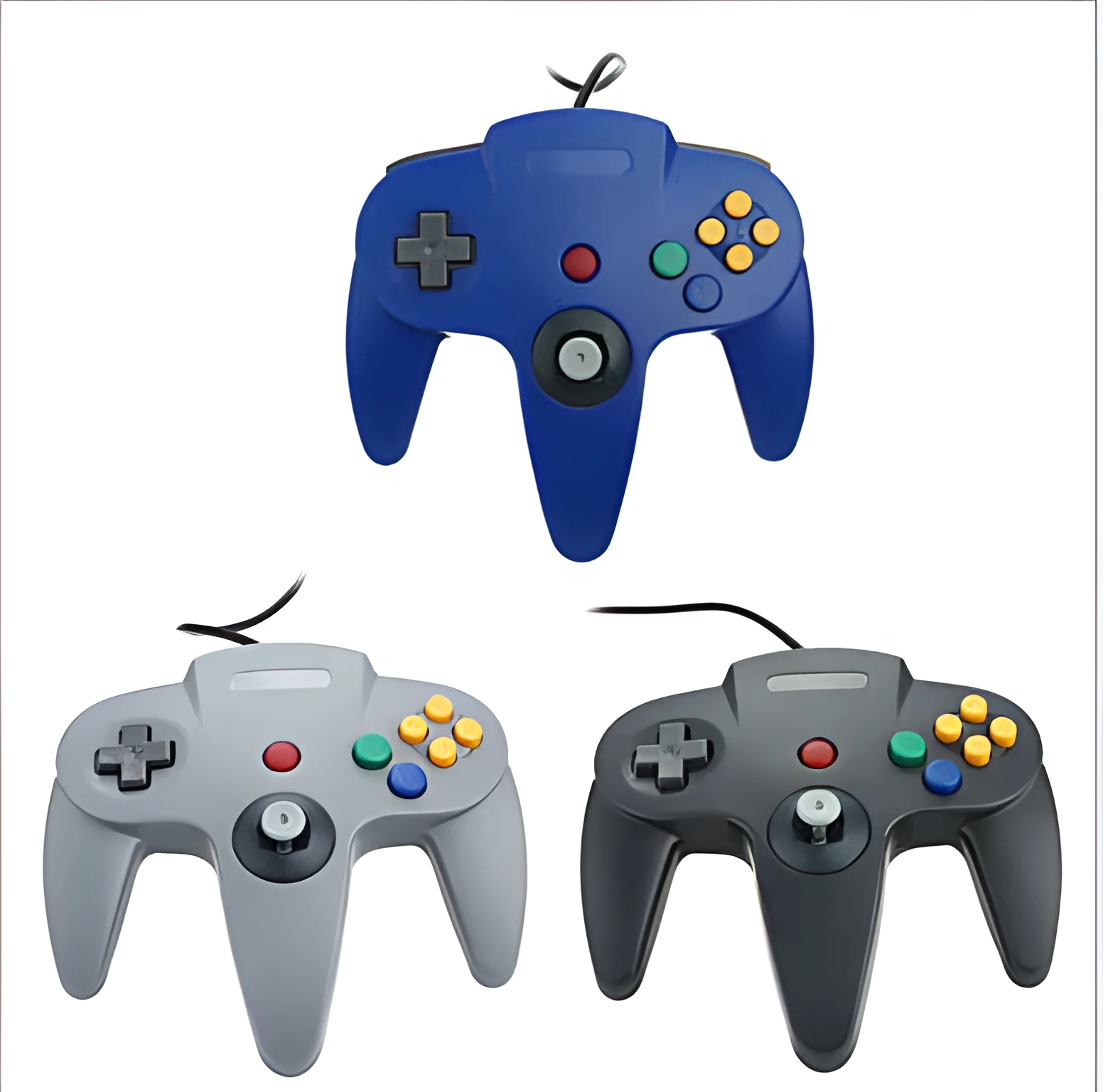 USB N64 computer game controller for PC gaming in blue colour