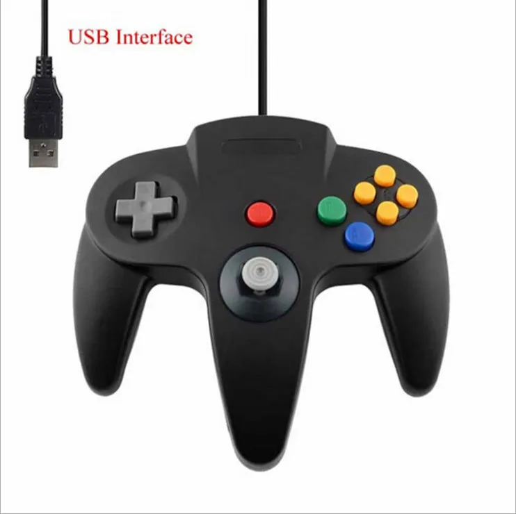 USB N64 computer game controller for PC gaming in blue colour