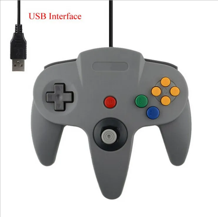 USB N64 computer game controller for PC gaming in blue colour