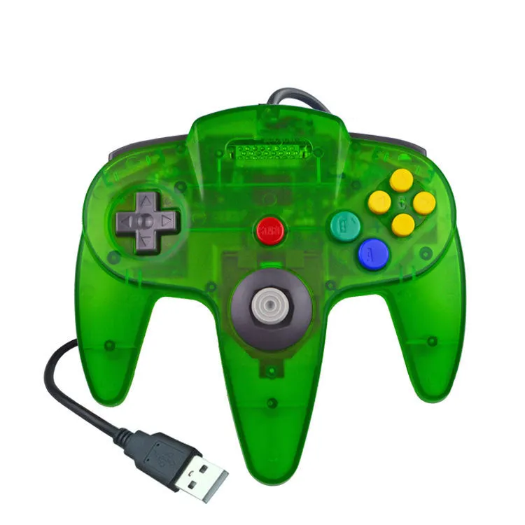 USB N64 computer game controller for PC gaming in blue colour