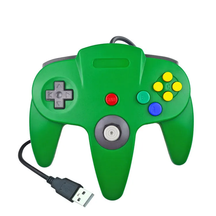 USB N64 computer game controller for PC gaming in blue colour