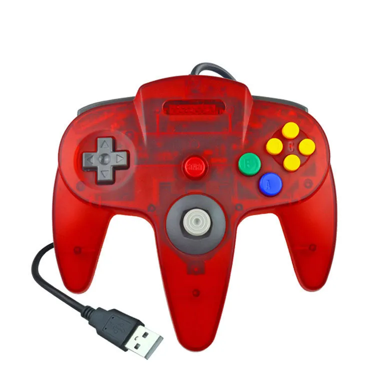 USB N64 computer game controller for PC gaming in blue colour