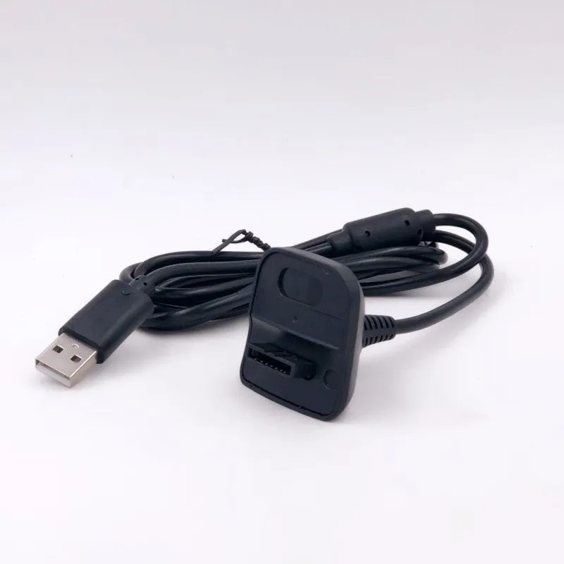 Black Xbox controller charging cable with magnetic ring, 1.5m USB lead on a desk
