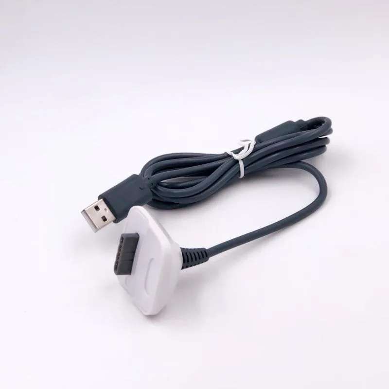 Black Xbox controller charging cable with magnetic ring, 1.5m USB lead on a desk