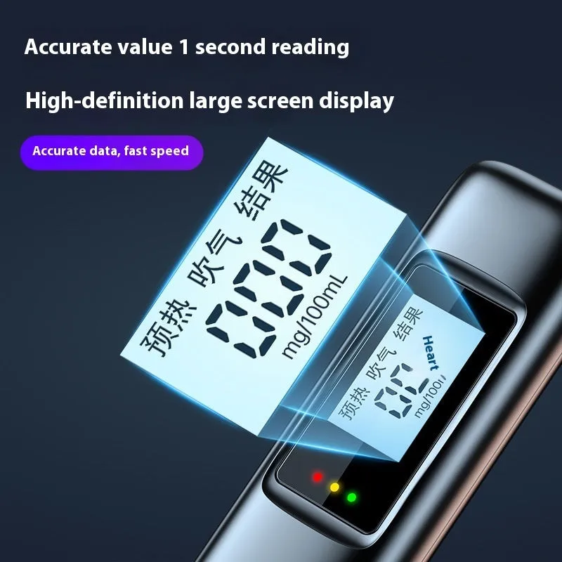 Alcohol tester high precision breath detector black ABS handheld with English screen display