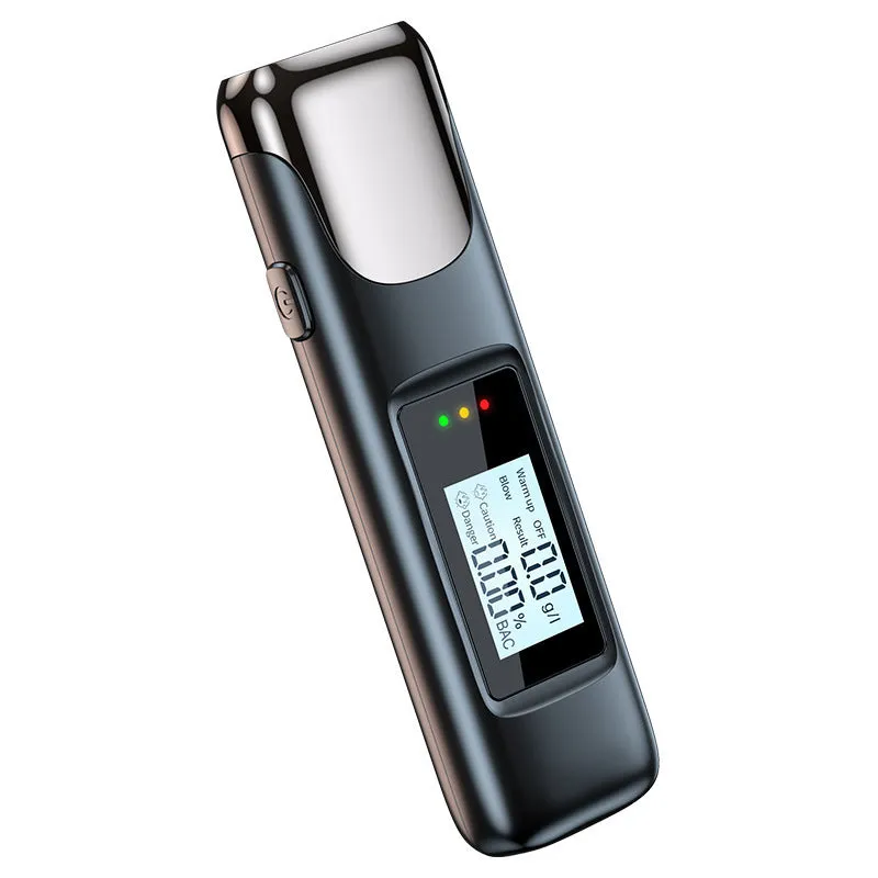 Alcohol tester high precision breath detector black ABS handheld with English screen display