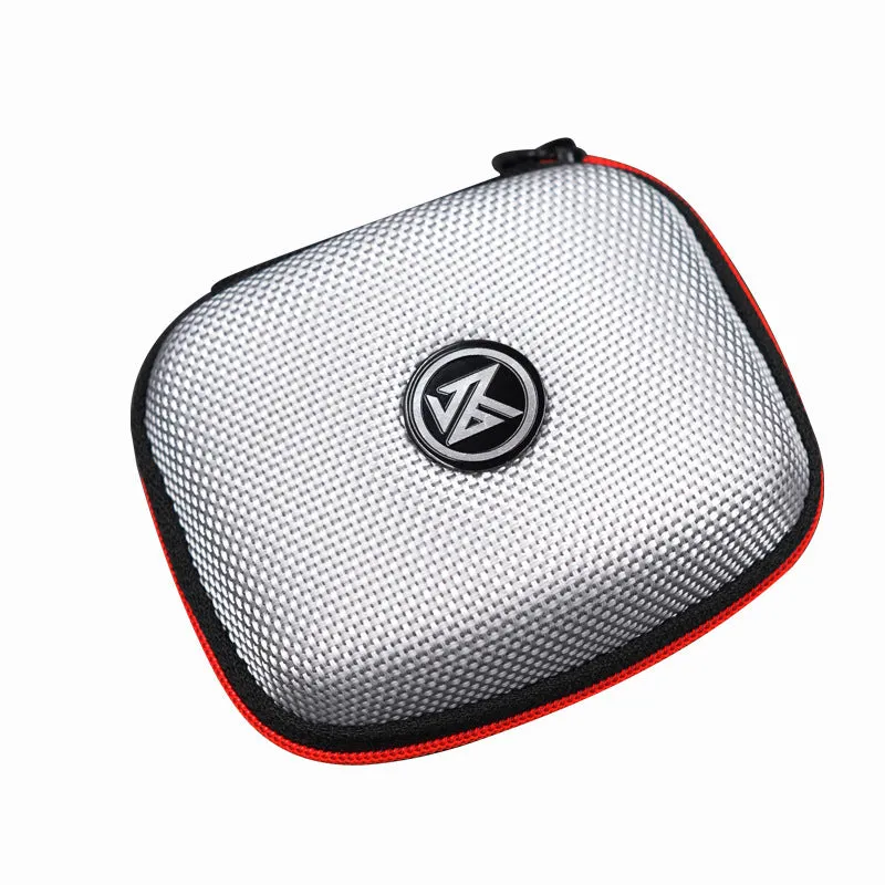 EVA anti-pressure earphone storage bag in black with zipper closure on white background