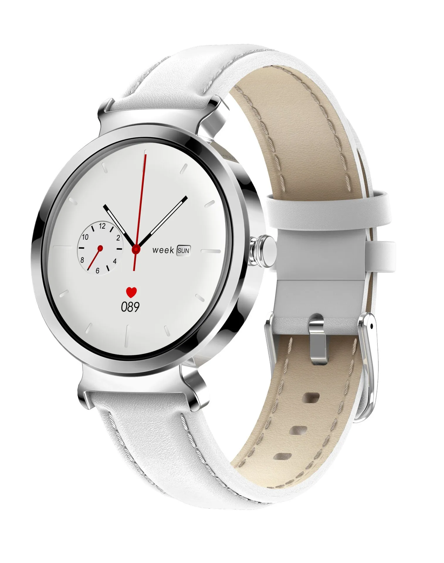 Zinc alloy smart bracelet with 1.28-inch screen on wrist, showing gold colour option.