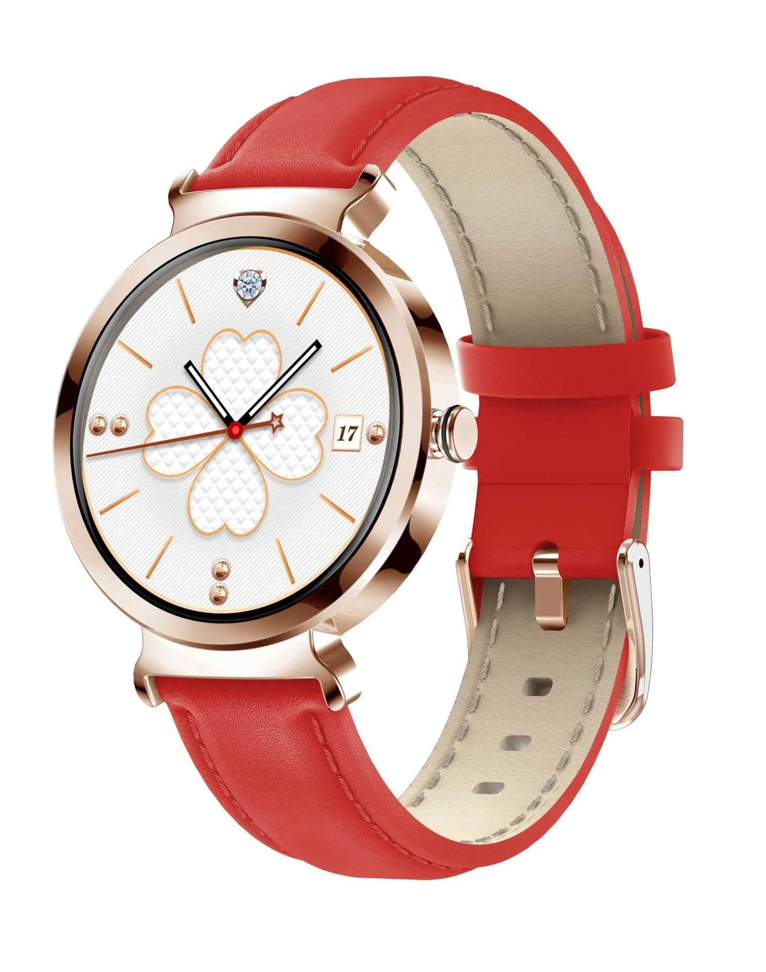 Zinc alloy smart bracelet with 1.28-inch screen on wrist, showing gold colour option.