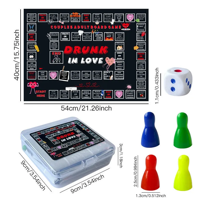 Adult drinking board game for couples with double game board and photo cloth surface