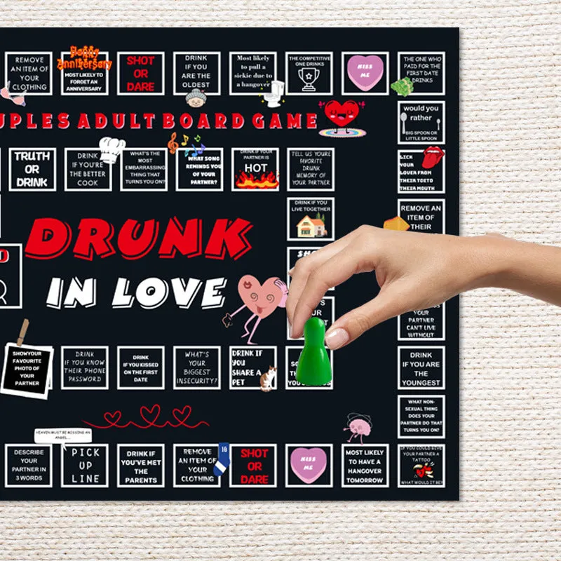 Adult drinking board game for couples with double game board and photo cloth surface