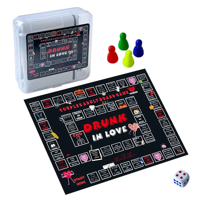 Adult drinking board game for couples with double game board and photo cloth surface