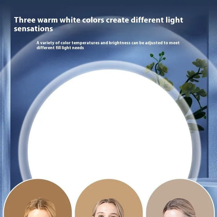 Desktop makeup fill light round full screen LED 16cm 5V three colour temperature with bracket