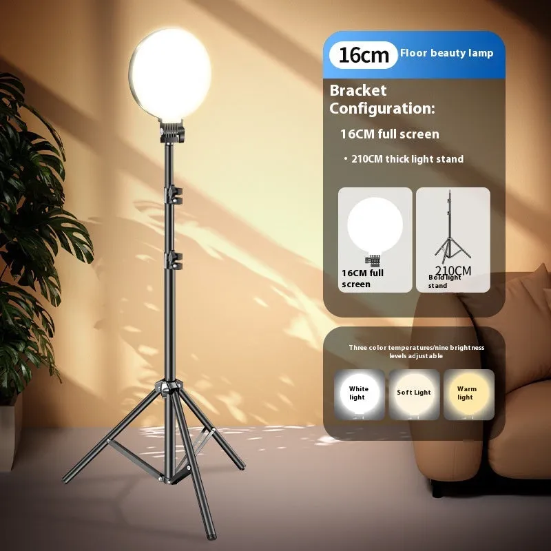 Desktop makeup fill light round full screen LED 16cm 5V three colour temperature with bracket