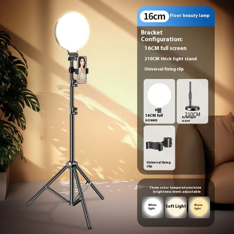 Desktop makeup fill light round full screen LED 16cm 5V three colour temperature with bracket