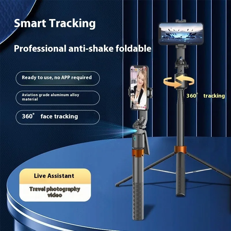Smart face tracking PTZ Bluetooth selfie stick with 1.8m detachable keel in black plastic