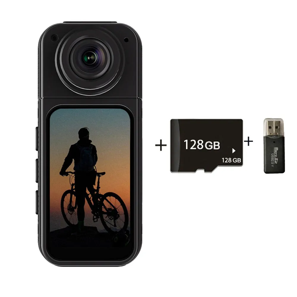Riding S70 thumb camera in black with 180 degree rotating lens, compact ABS body