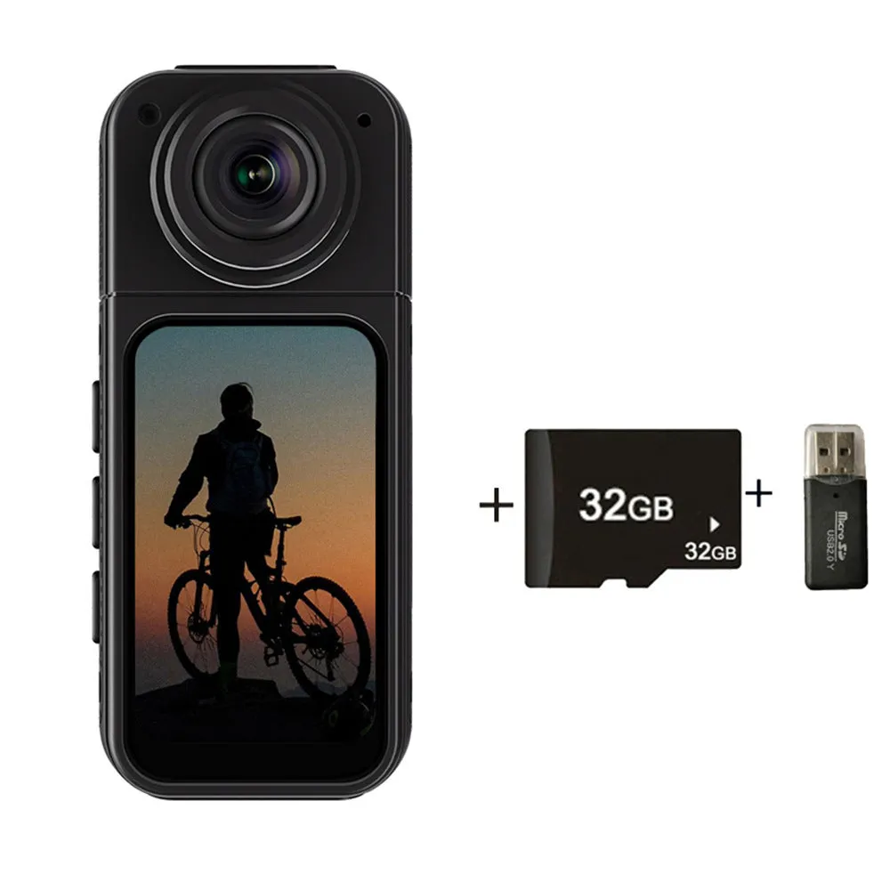 Riding S70 thumb camera in black with 180 degree rotating lens, compact ABS body