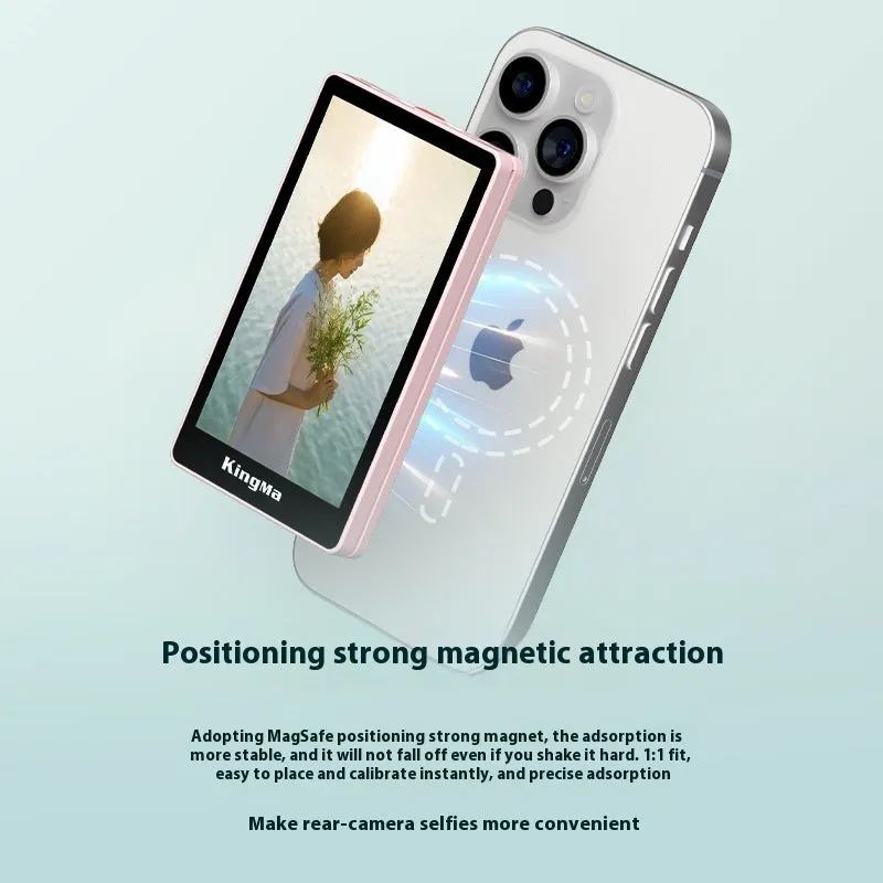 Wireless Bluetooth selfie display with 1080p resolution, lightweight 210g, clip-on design, black colour