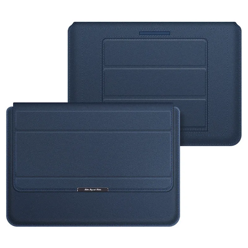 Three-in-one laptop bracket bag with wrist splint and storage liner for MacBook Pro Air, imitation leather and plush, black