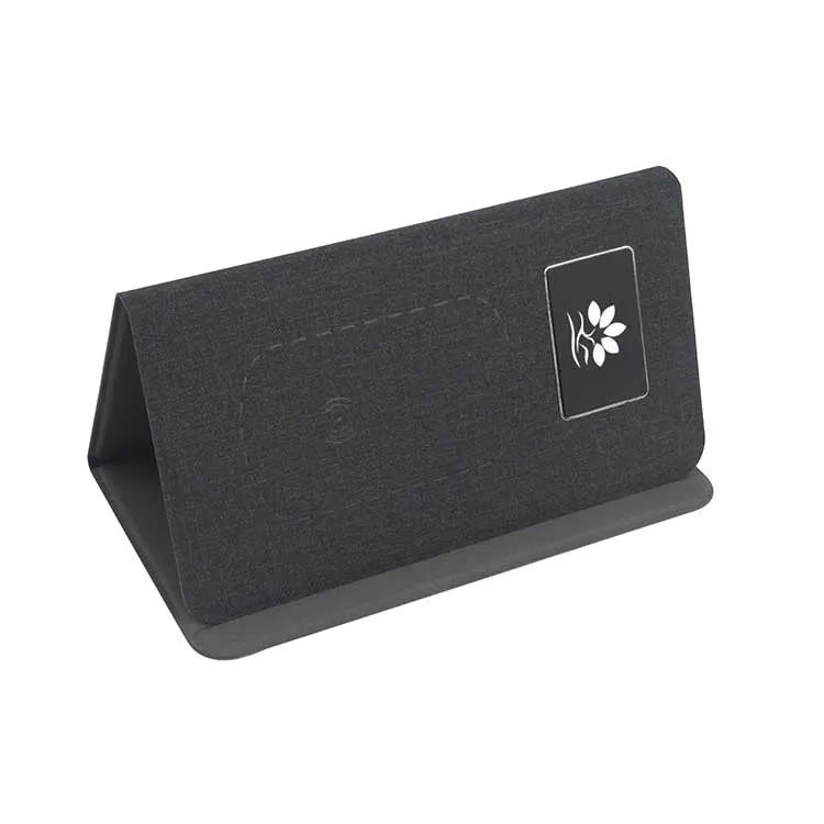 Folding wireless charging mouse pad set with luminous advertising area and optional Bluetooth mouse