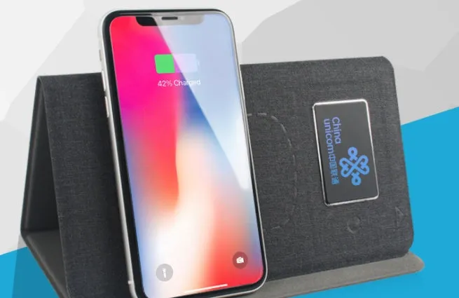 Folding wireless charging mouse pad set with luminous advertising area and optional Bluetooth mouse