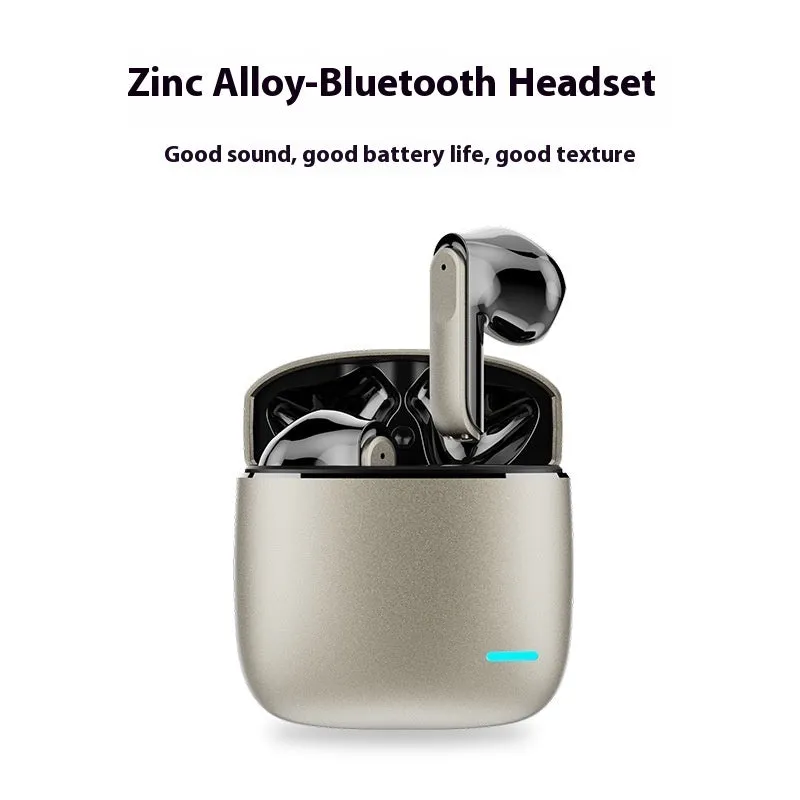 K50 Zinc Alloy Stereo Wireless Headset in black showing in-ear design and charging cable