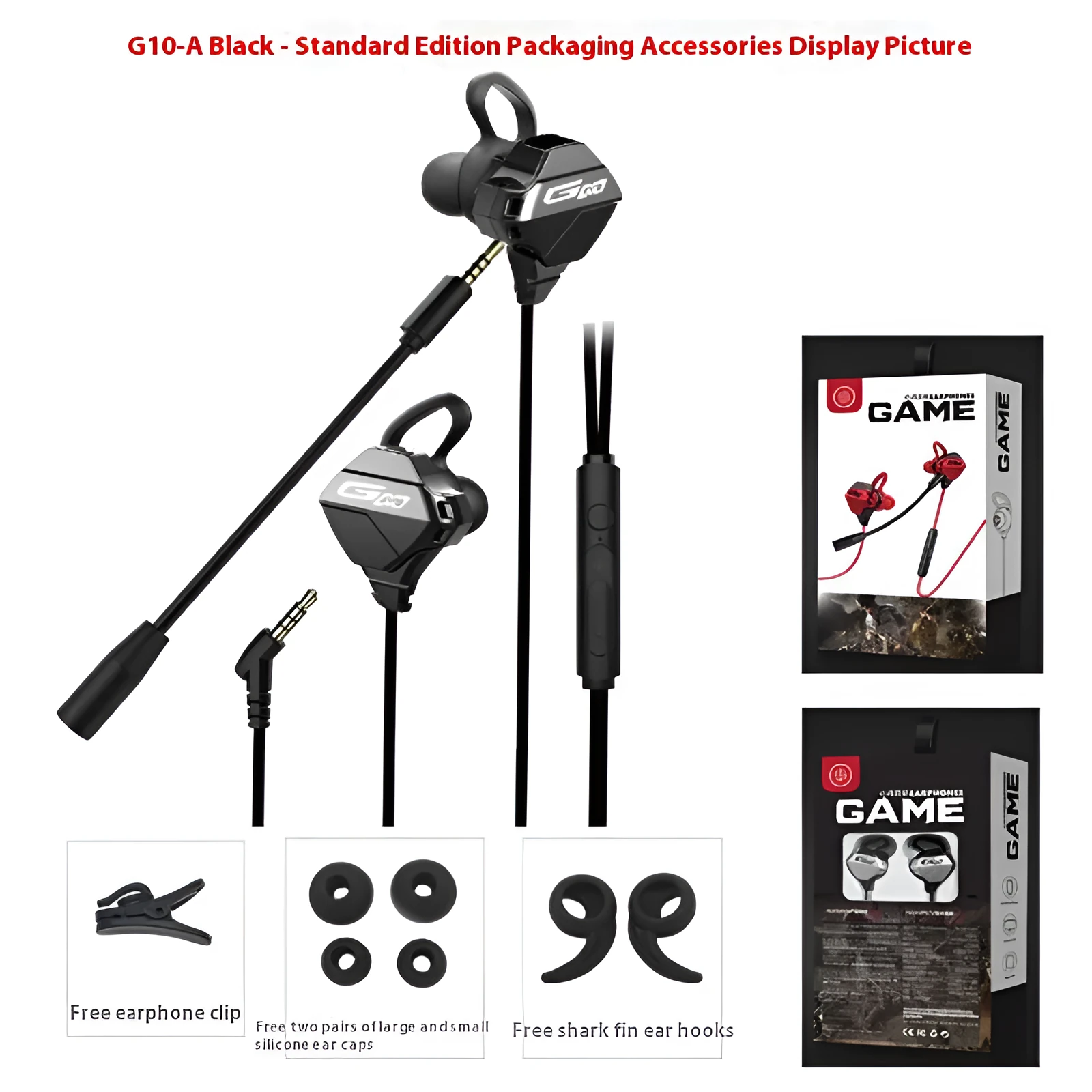 In-ear wired headset with mic 3.5mm plug for phone and computer heavy bass silicone earplugs