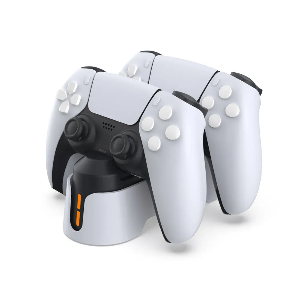 PS5 dual-seat gamepad charger with display light in Gray ABS material