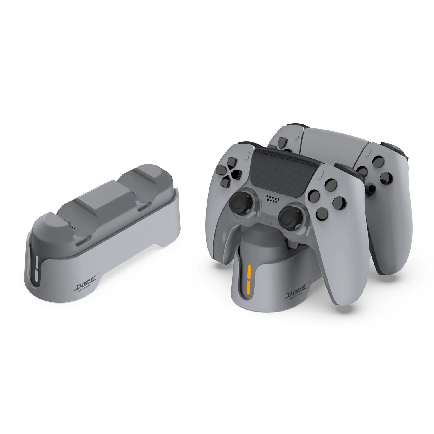PS5 dual-seat gamepad charger with display light in Gray ABS material
