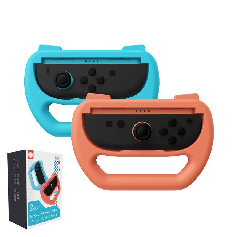 Pair of Switch2 controller grips in Black, Red and Blue, and White ABS plastic
