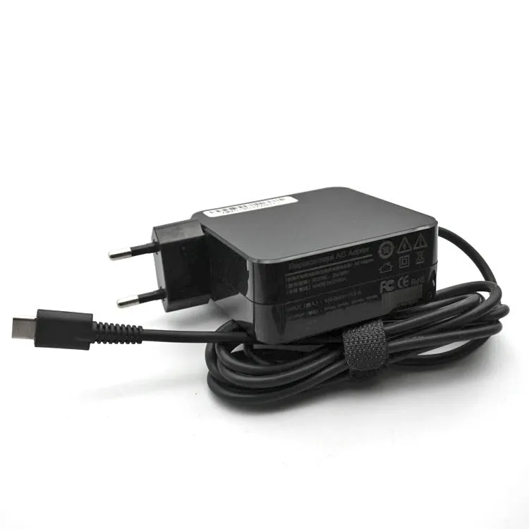 Black 65W Type C PD laptop charger power adapter with compact square design