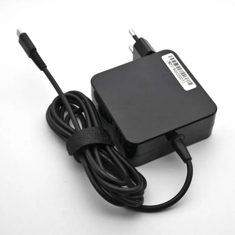 Black 65W Type C PD laptop charger power adapter with compact square design