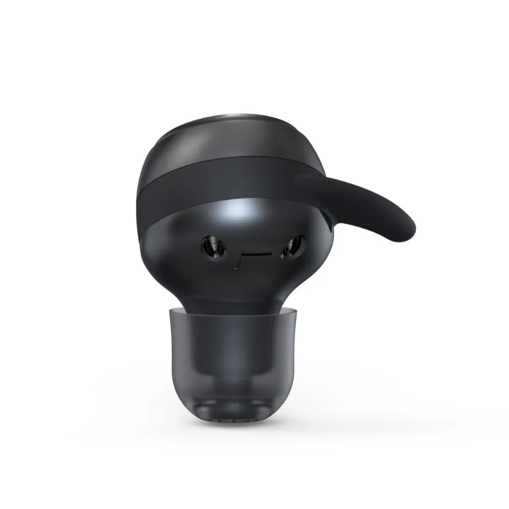 G-36 rechargeable Bluetooth hearing aid in black with ear hook, USB cable, and instruction manual