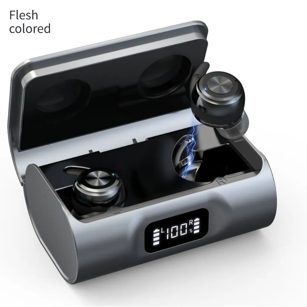G-36 rechargeable Bluetooth hearing aid in black with ear hook, USB cable, and instruction manual